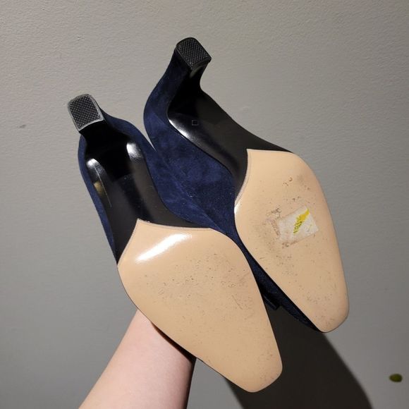 Vintage Bally Navy Blue Leather Heels Shoes Size: 5M - Picture 5 of 12